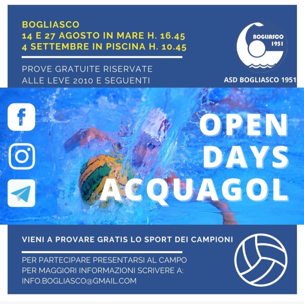 ARRIVANO GLI OPEN DAYS ACQUAGOL 2021